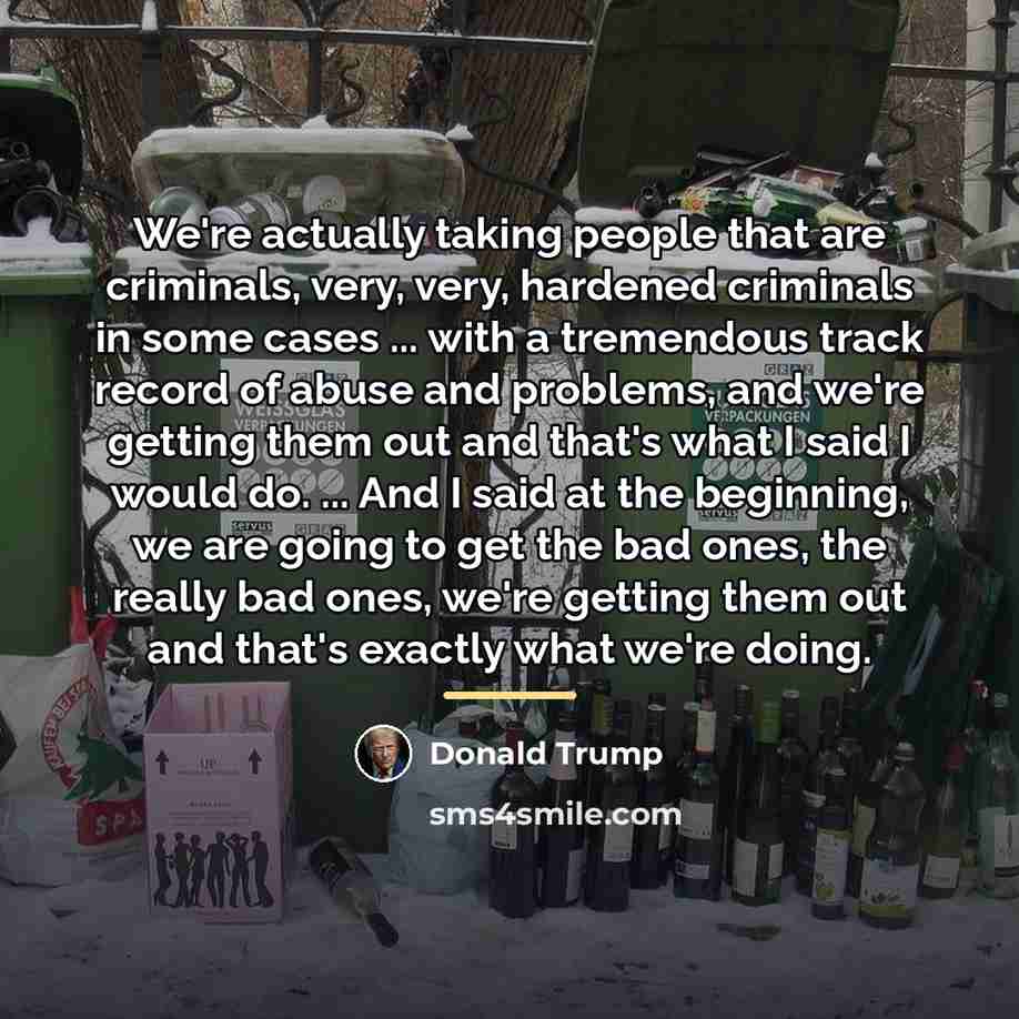 “We're actually taking people that are criminals, very, very, hardened…” quote by Donald Trump