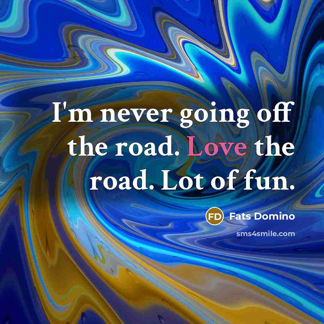 “I'm never going off the road. Love the road. Lot…” quote by Fats Domino
