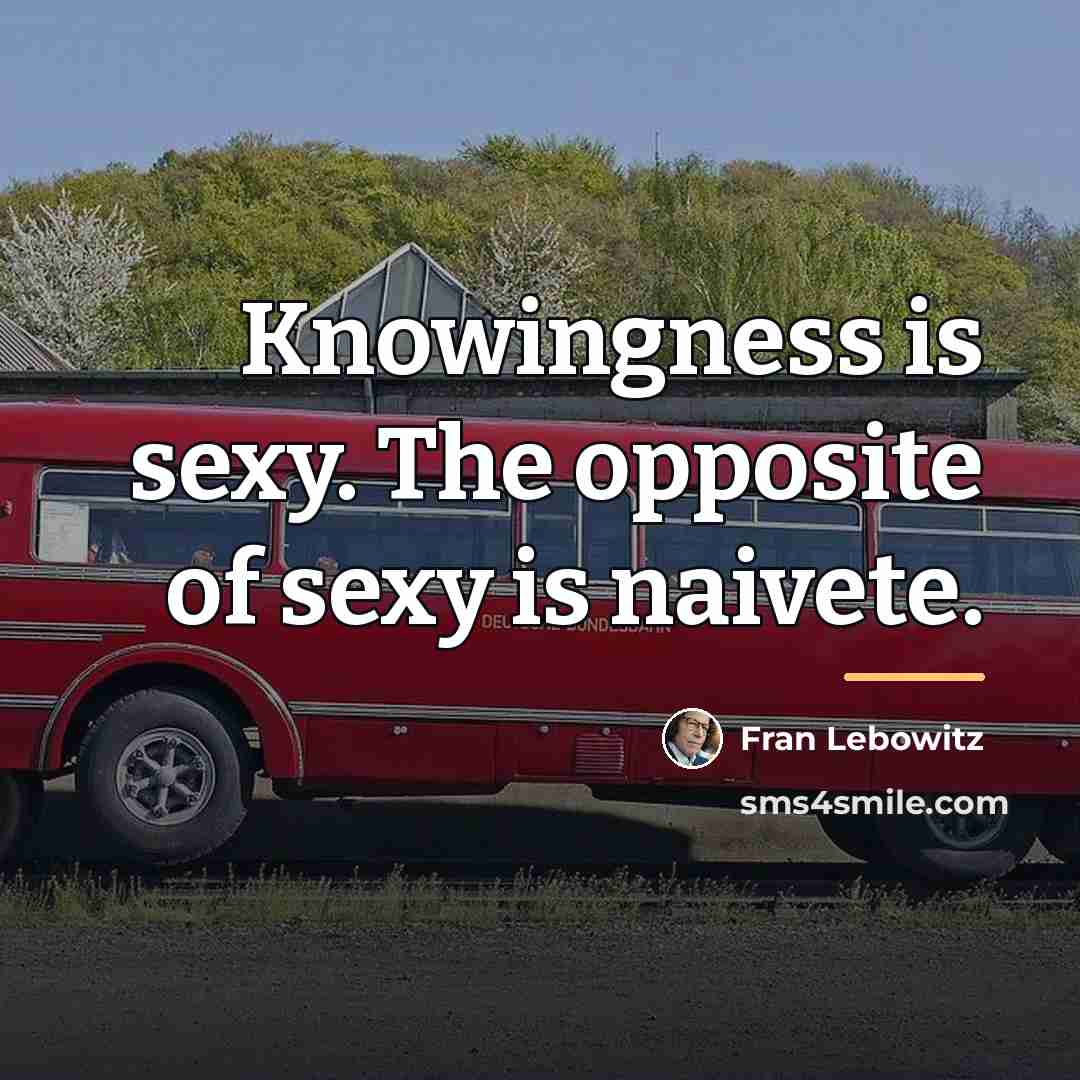 “Knowingness is sexy. The opposite of sexy is naivete.…” quote by Fran Lebowitz