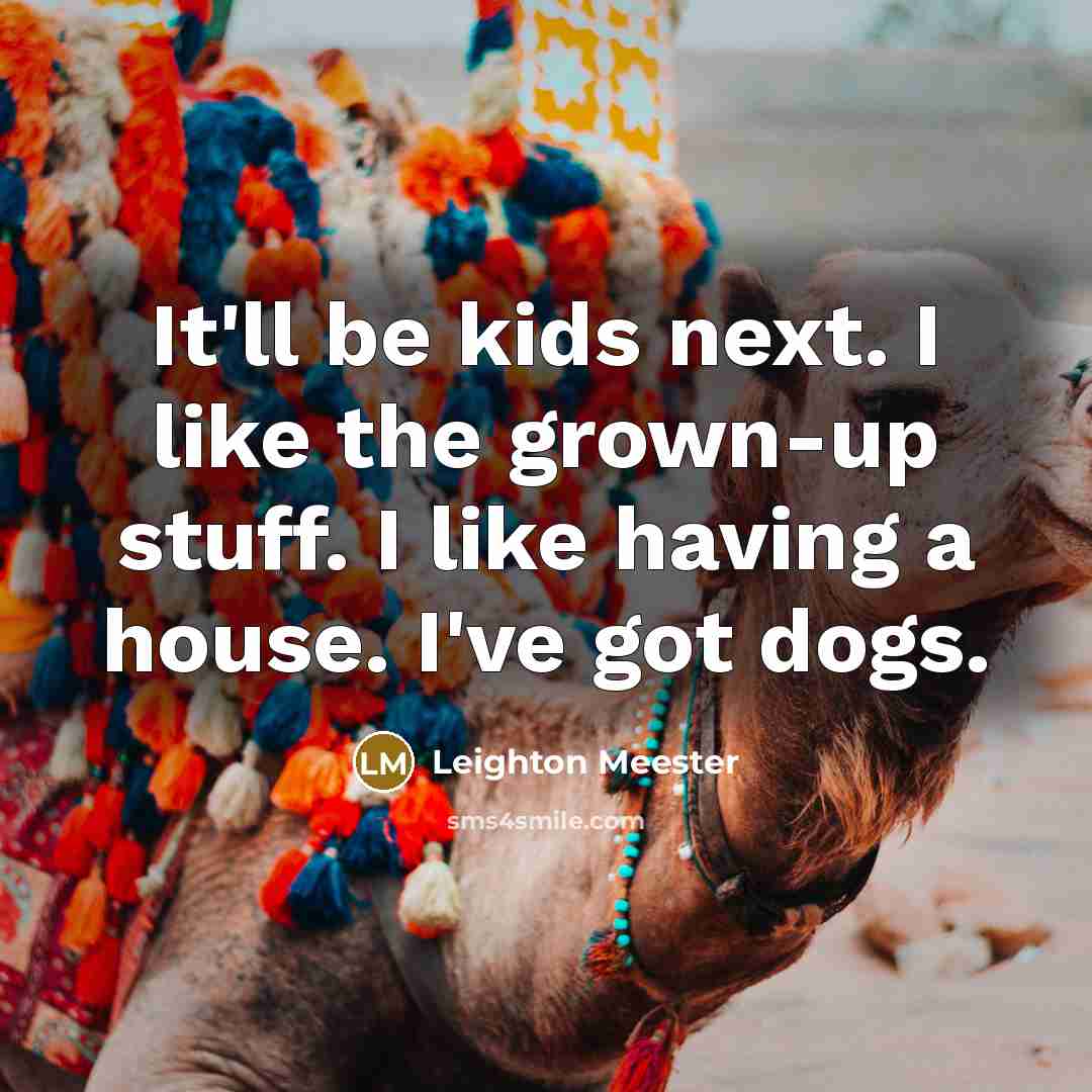 “It'll be kids next. I like the grown-up stuff. I like having a house. I've got dogs.” quote by Leighton Meester