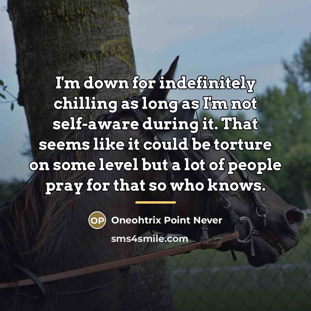 “I'm down for indefinitely chilling as long as I'm not…” quote by Oneohtrix Point Never