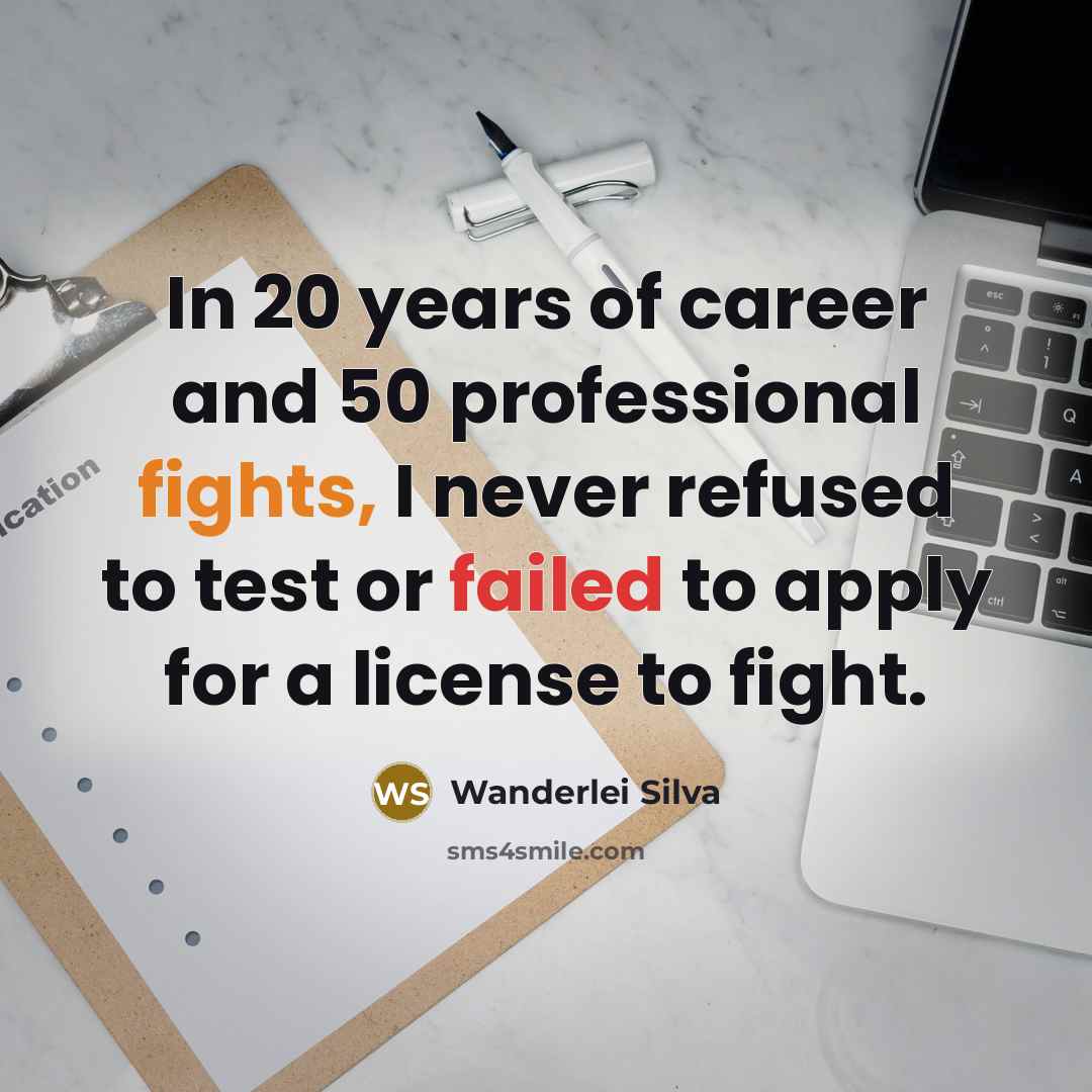 “In 20 years of career and 50 professional fights, I…” quote by Wanderlei Silva