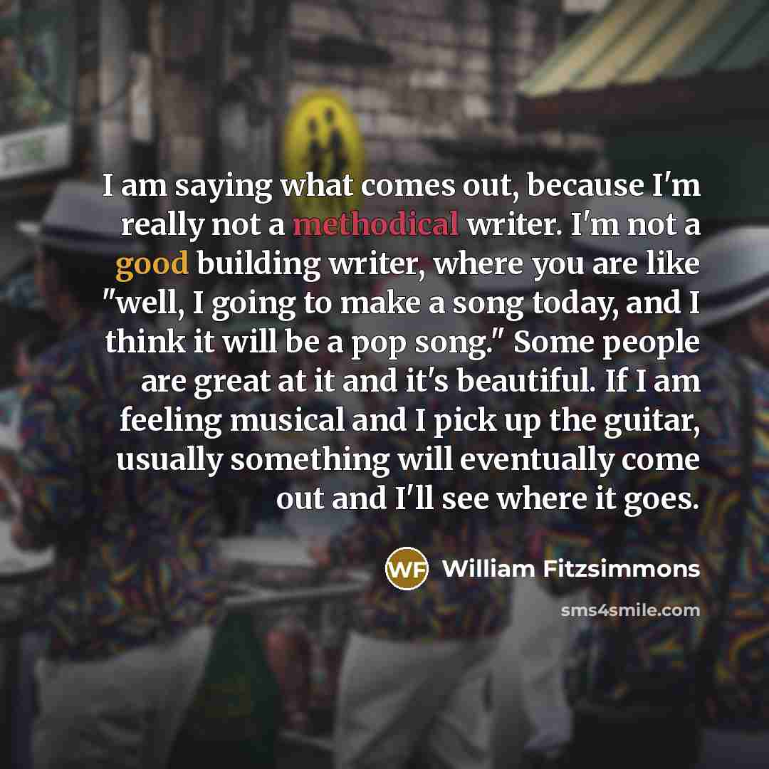 “I am saying what comes out, because I'm really not…” quote by William Fitzsimmons