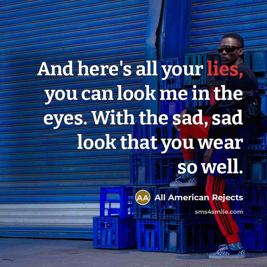 “And here's all your lies, you can look me in…” quote by All American Rejects