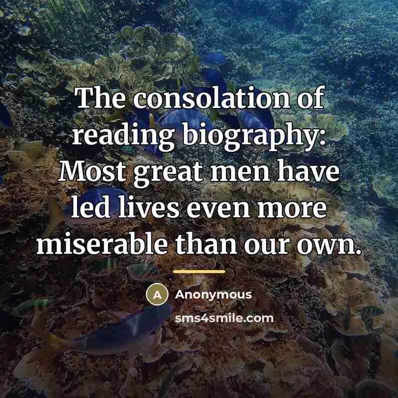 “The consolation of reading biography: Most great men have led…” quote by Anonymous
