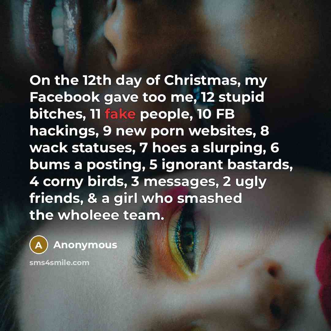 “On the 12th day of Christmas, my Facebook gave too…” quote by Anonymous