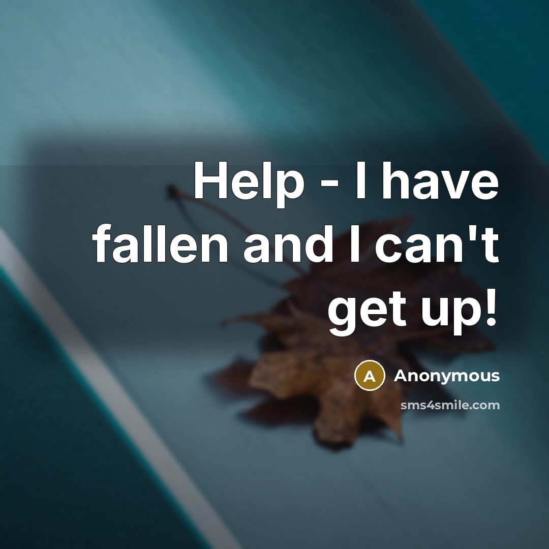 “Help - I have fallen and I can't get up!” quote by Anonymous