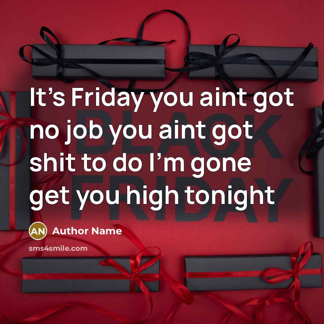 “It's Friday you aint got no job you aint got…” quote by Author Name