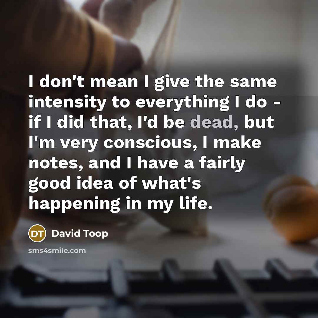 “I don't mean I give the same intensity to everything…” quote by David Toop