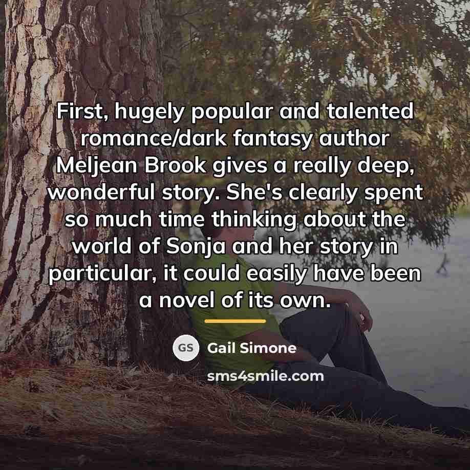 “First, hugely popular and talented romance/dark fantasy author Meljean Brook…” quote by Gail Simone