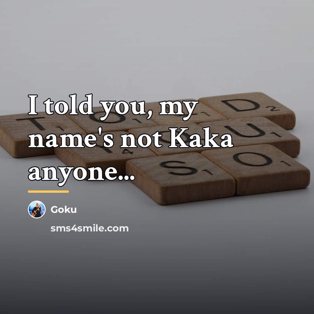 “I told you, my name's not Kaka anyone...…” quote by Goku