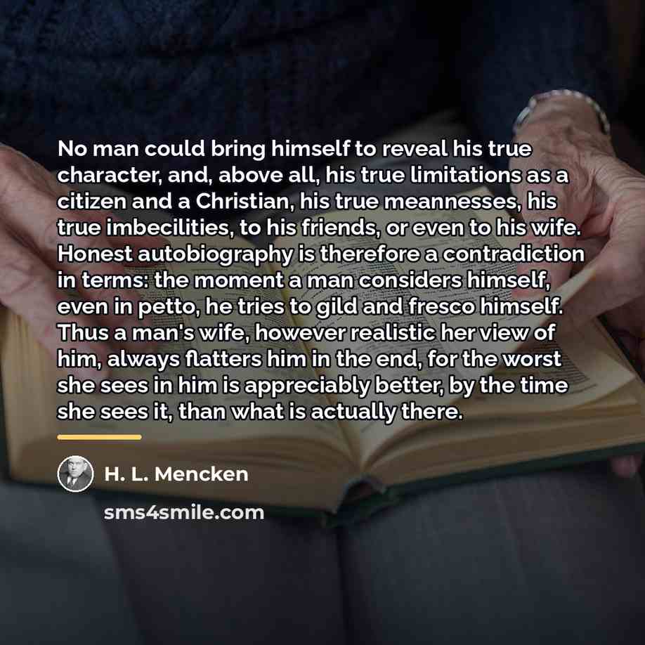 “No man could bring himself to reveal his true character,…” quote by H. L. Mencken