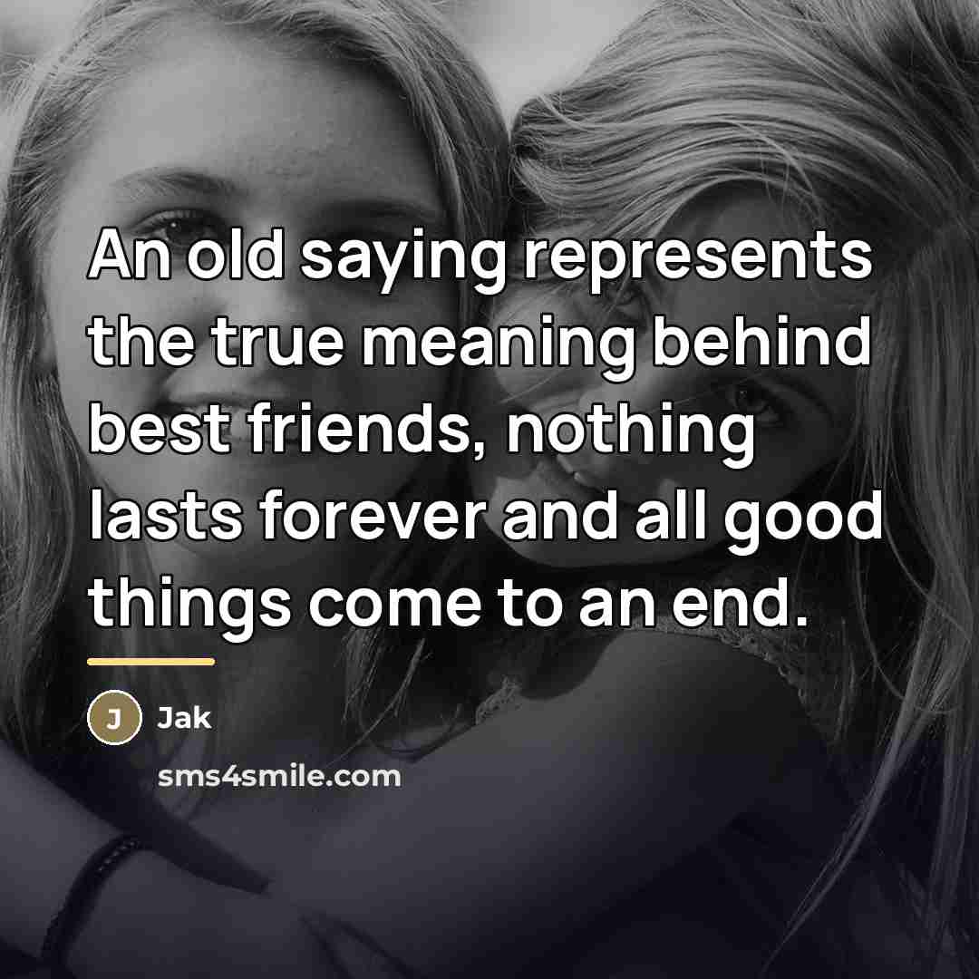 “An old saying represents the true meaning behind best friends,…” quote by Jak