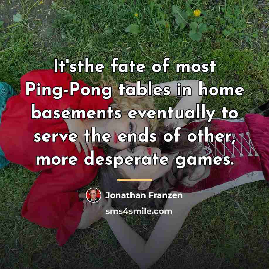 “It'sthe fate of most Ping-Pong tables in home basements eventually…” quote by Jonathan Franzen