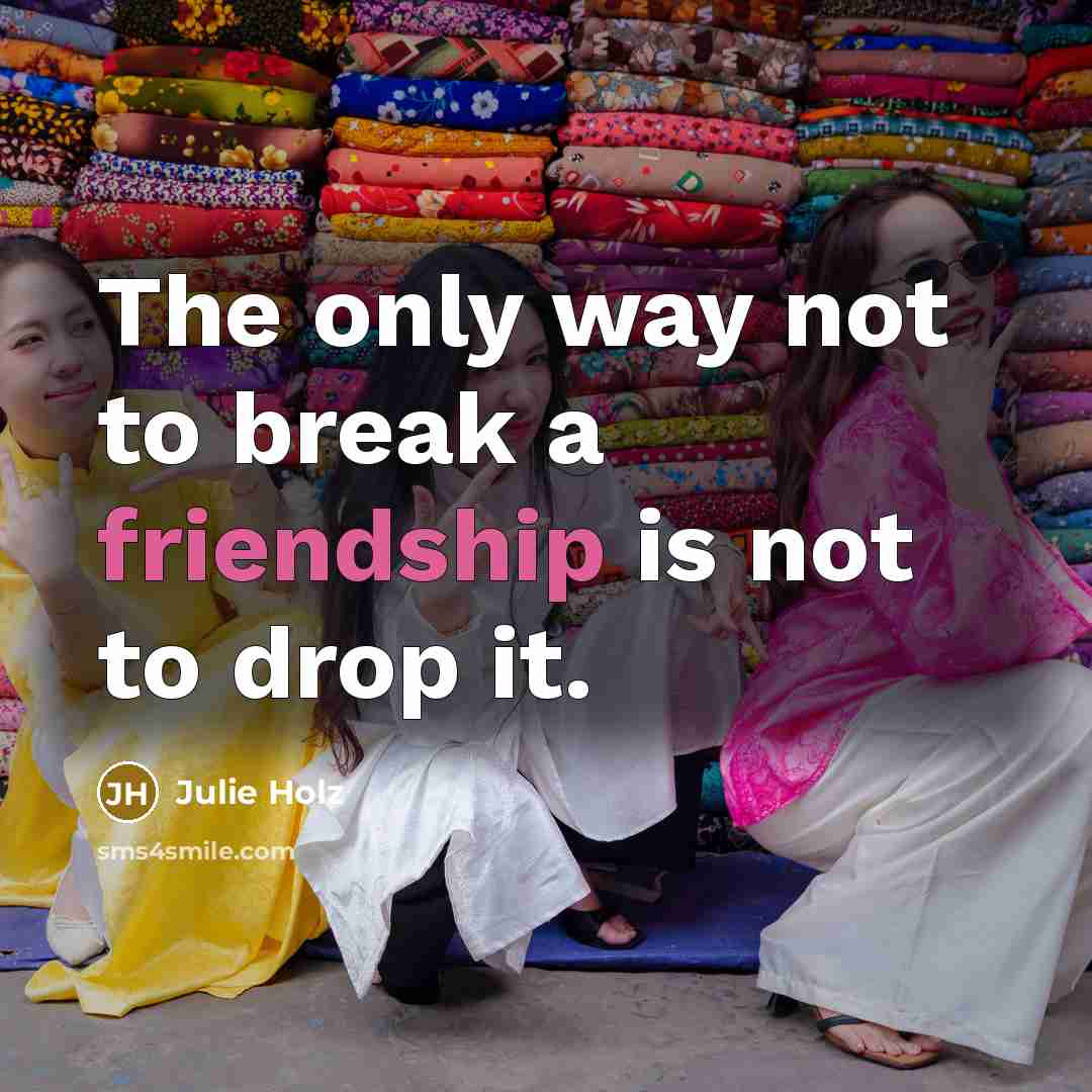 “The only way not to break a friendship is not to drop it.” quote by Julie Holz