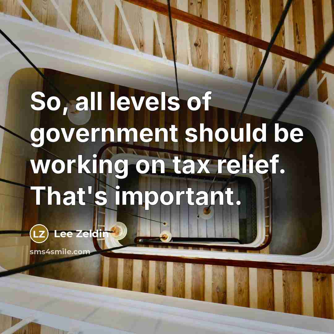 “So, all levels of government should be working on tax…” quote by Lee Zeldin