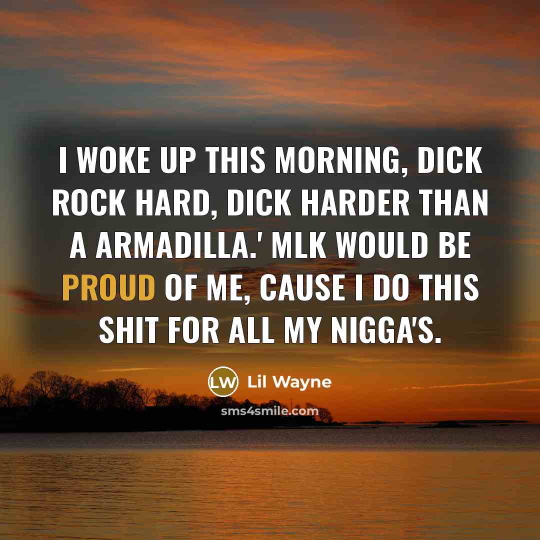 “I woke up this morning, dick rock hard, dick harder…” quote by Lil Wayne