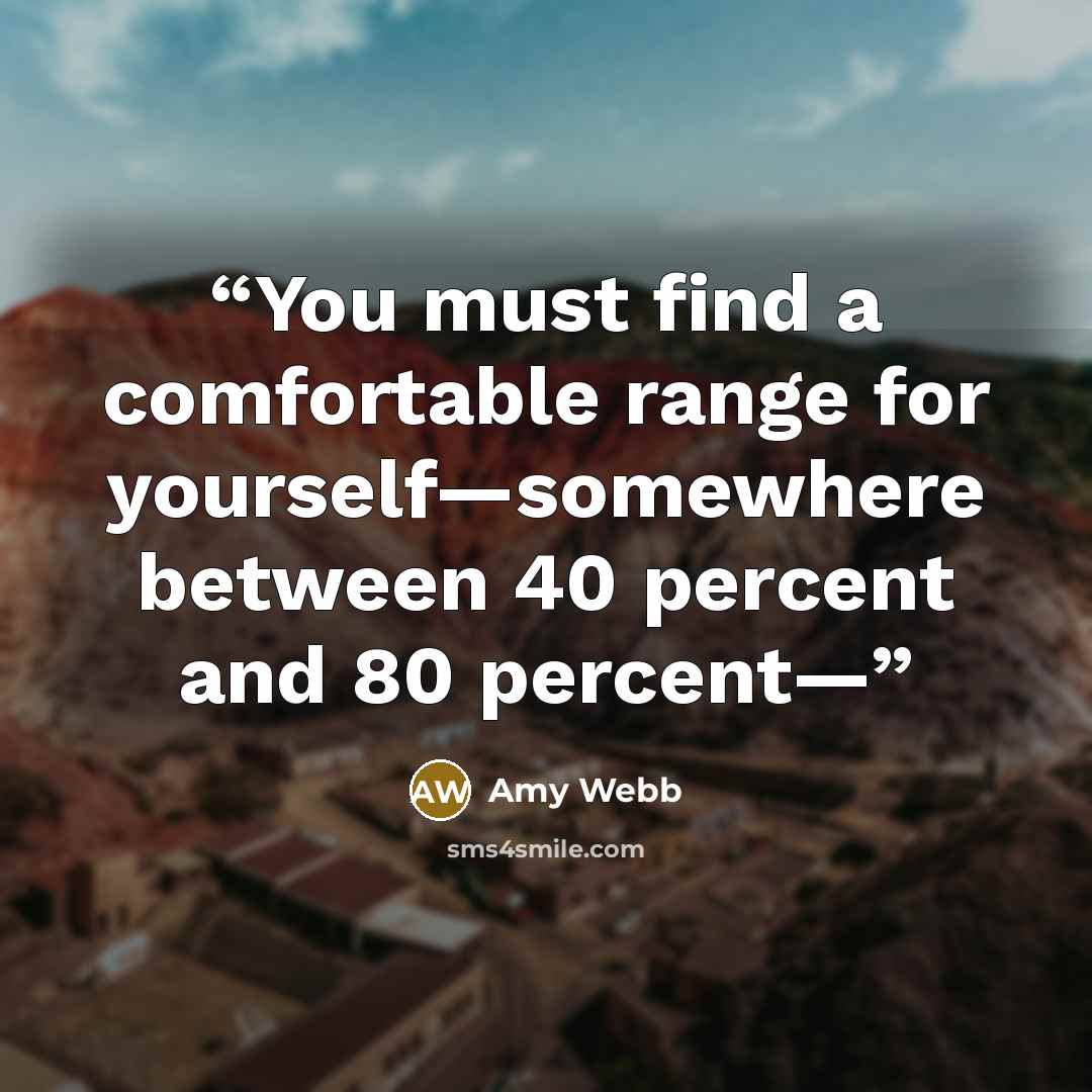 “You must find a comfortable range for yourself—somewhere between 40 percent and 80 percent—” quote by Amy Webb