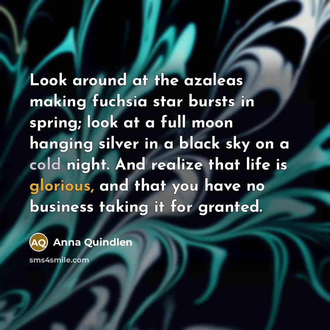 “Look around at the azaleas making fuchsia star bursts in…” quote by Anna Quindlen