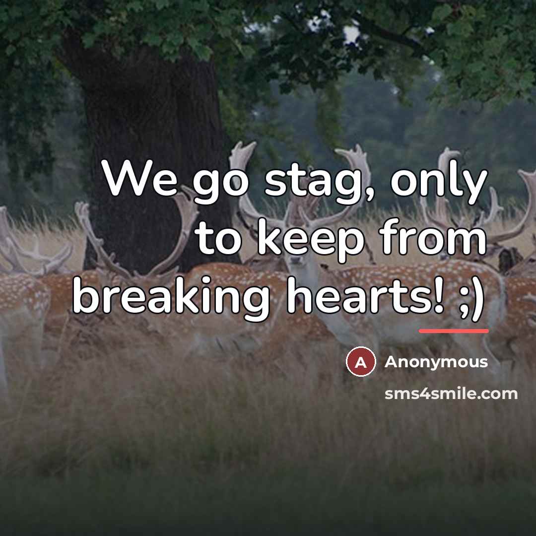 “We go stag, only to keep from breaking hearts! ;)…” quote by Anonymous
