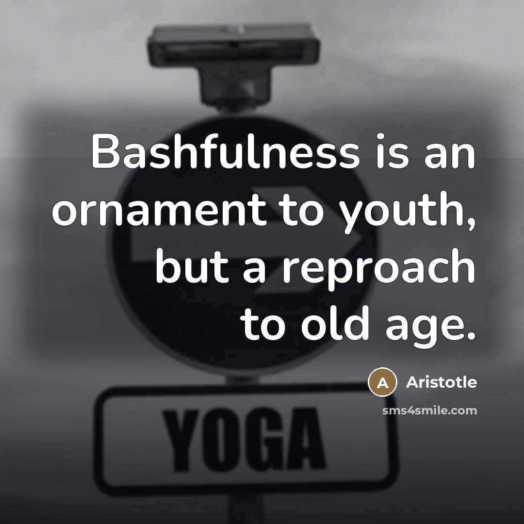 “Bashfulness is an ornament to youth, but a reproach to…” quote by Aristotle