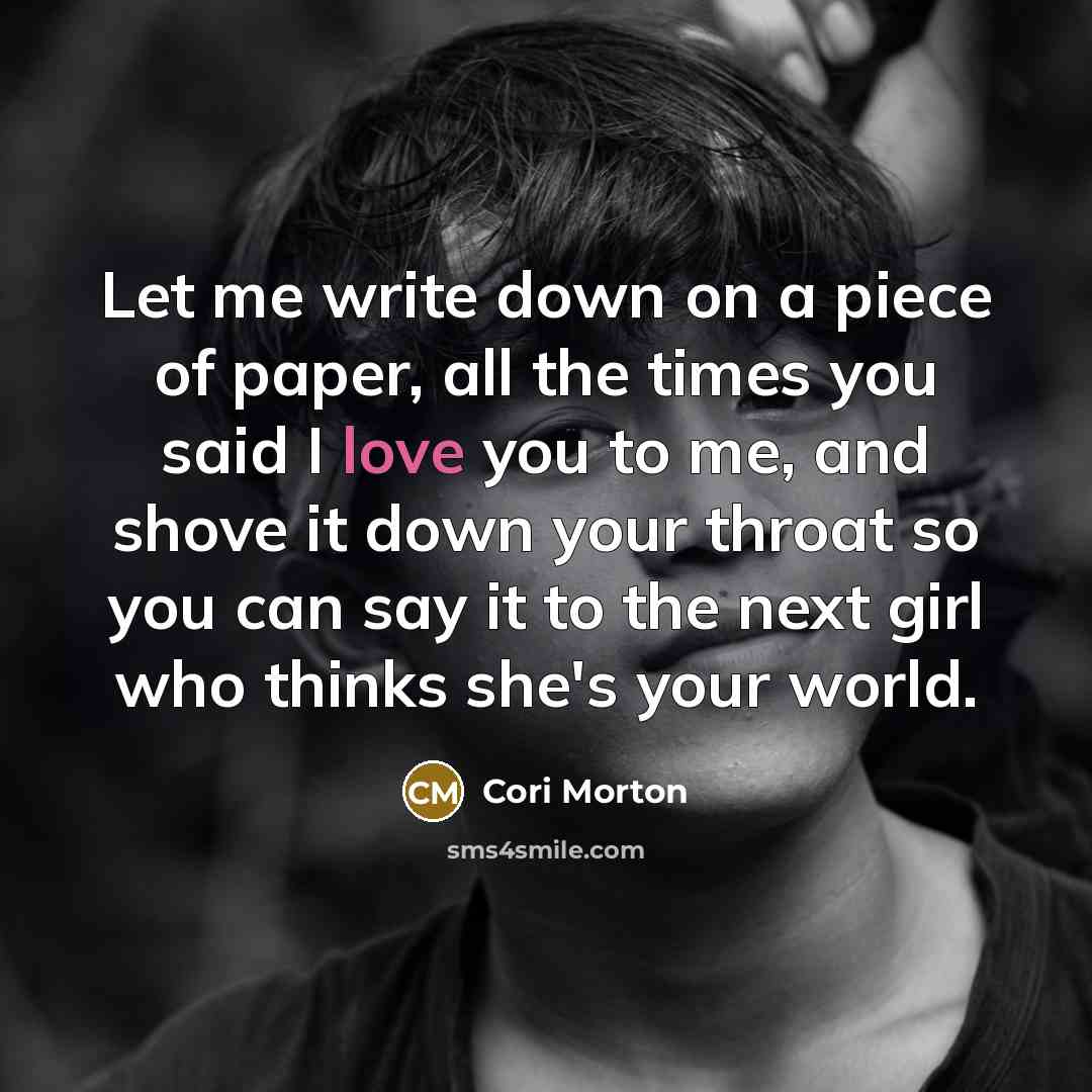 “Let me write down on a piece of paper, all…” quote by Cori Morton