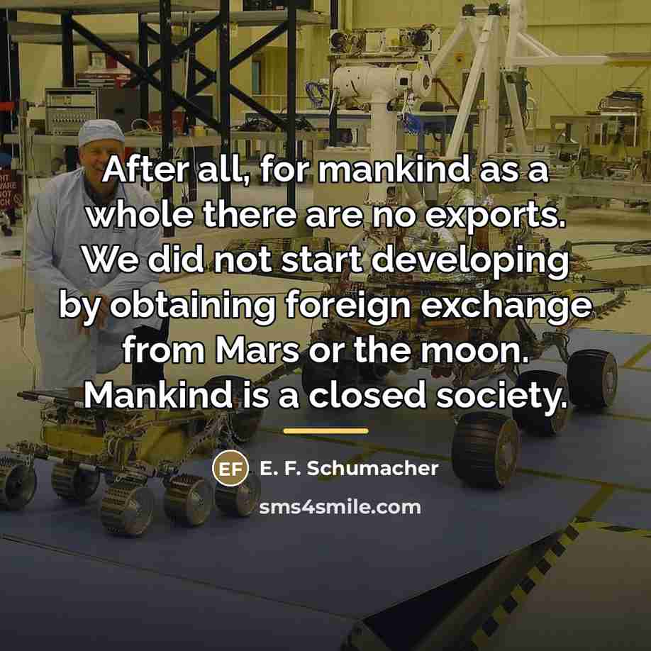 “After all, for mankind as a whole there are no…” quote by E. F. Schumacher