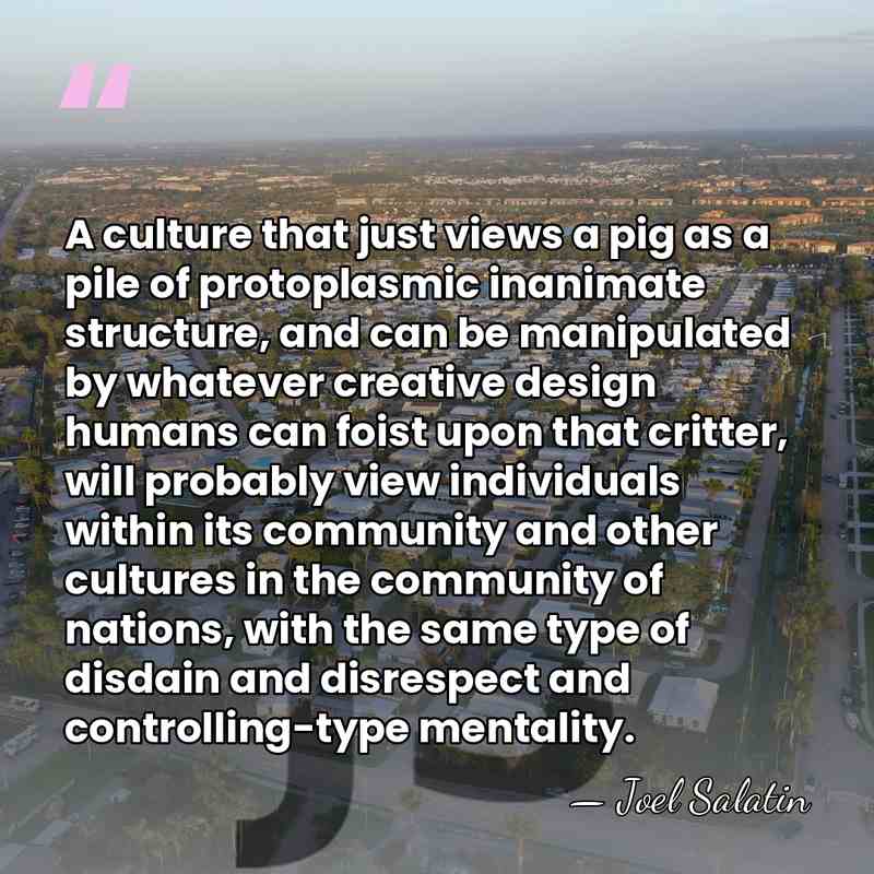 A culture that just views a pig as a pile of protoplasmic&hellip; - Joel Salatin