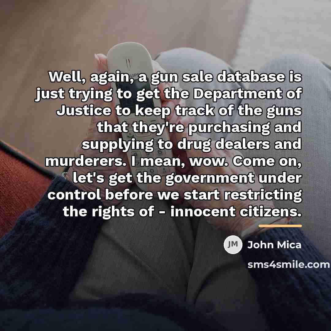 “Well, again, a gun sale database is just trying to…” quote by John Mica
