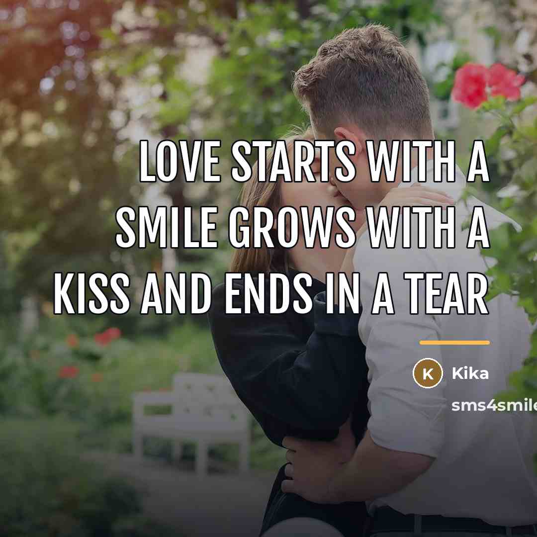 “Love starts with a smile grows with a kiss and…” quote by Kika