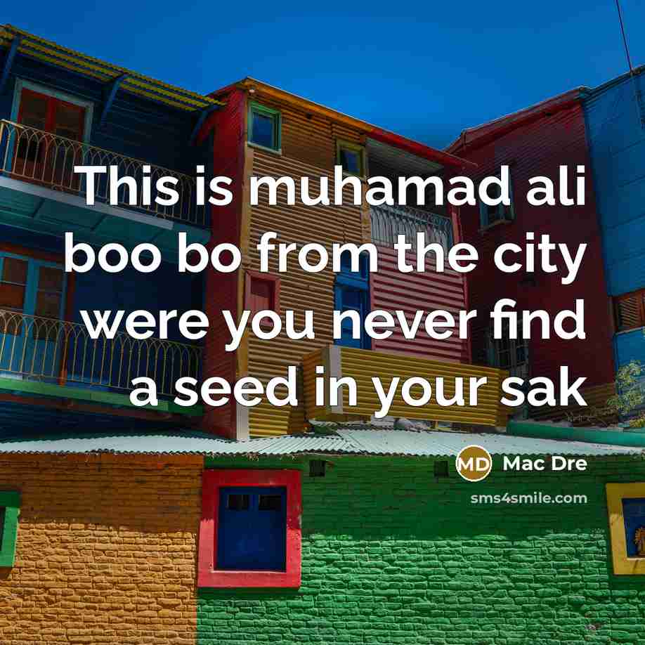 “This is muhamad ali boo bo from the city were you never find a seed in your sak” quote by Mac Dre