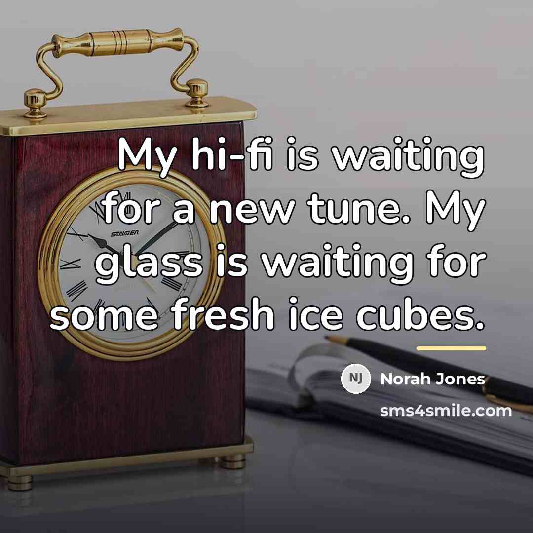 “My hi-fi is waiting for a new tune. My glass…” quote by Norah Jones