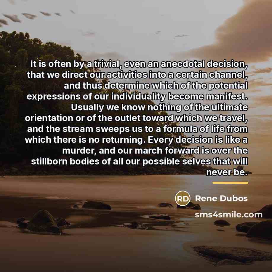 “It is often by a trivial, even an anecdotal decision,…” quote by Rene Dubos