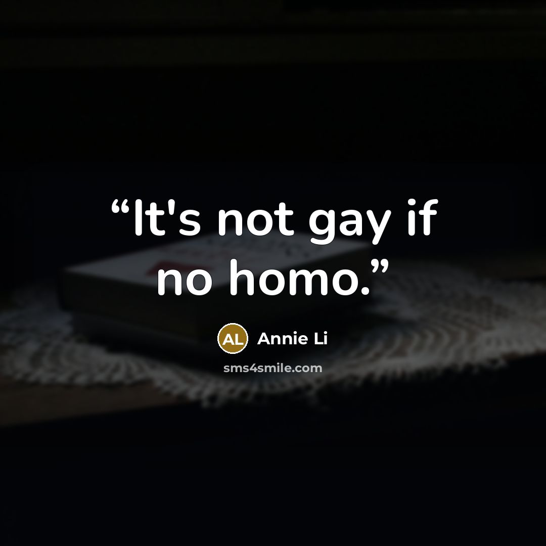 “It's not gay if no homo.” quote by Annie Li