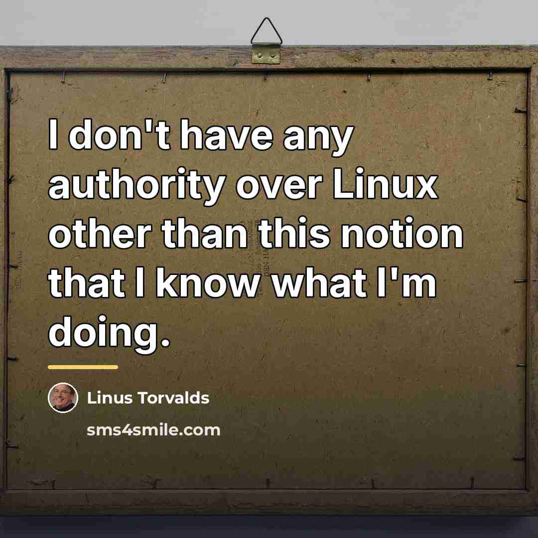 “I don't have any authority over Linux other than this…” quote by Linus Torvalds