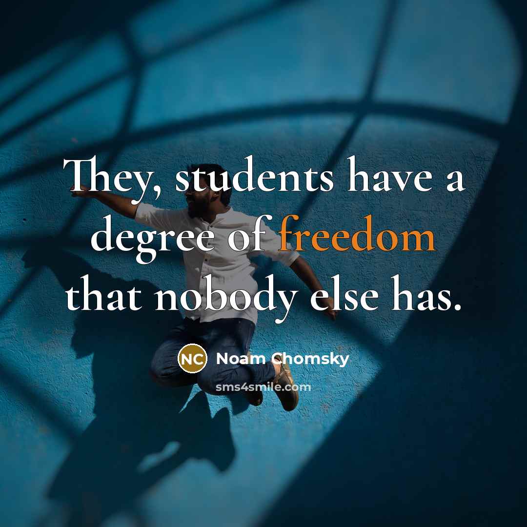 “They, students have a degree of freedom that nobody else…” quote by Noam Chomsky