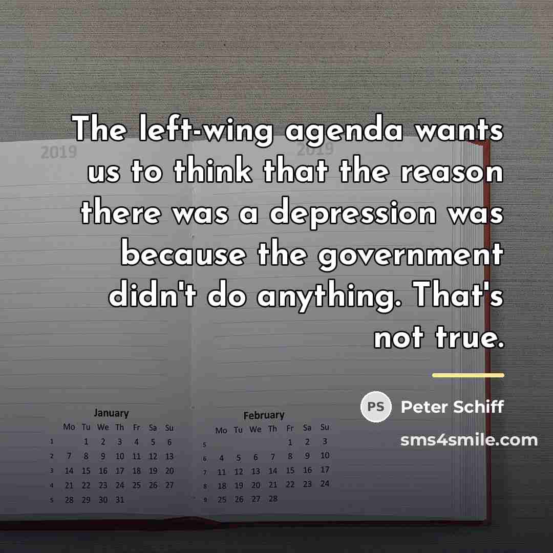 “The left-wing agenda wants us to think that the reason…” quote by Peter Schiff