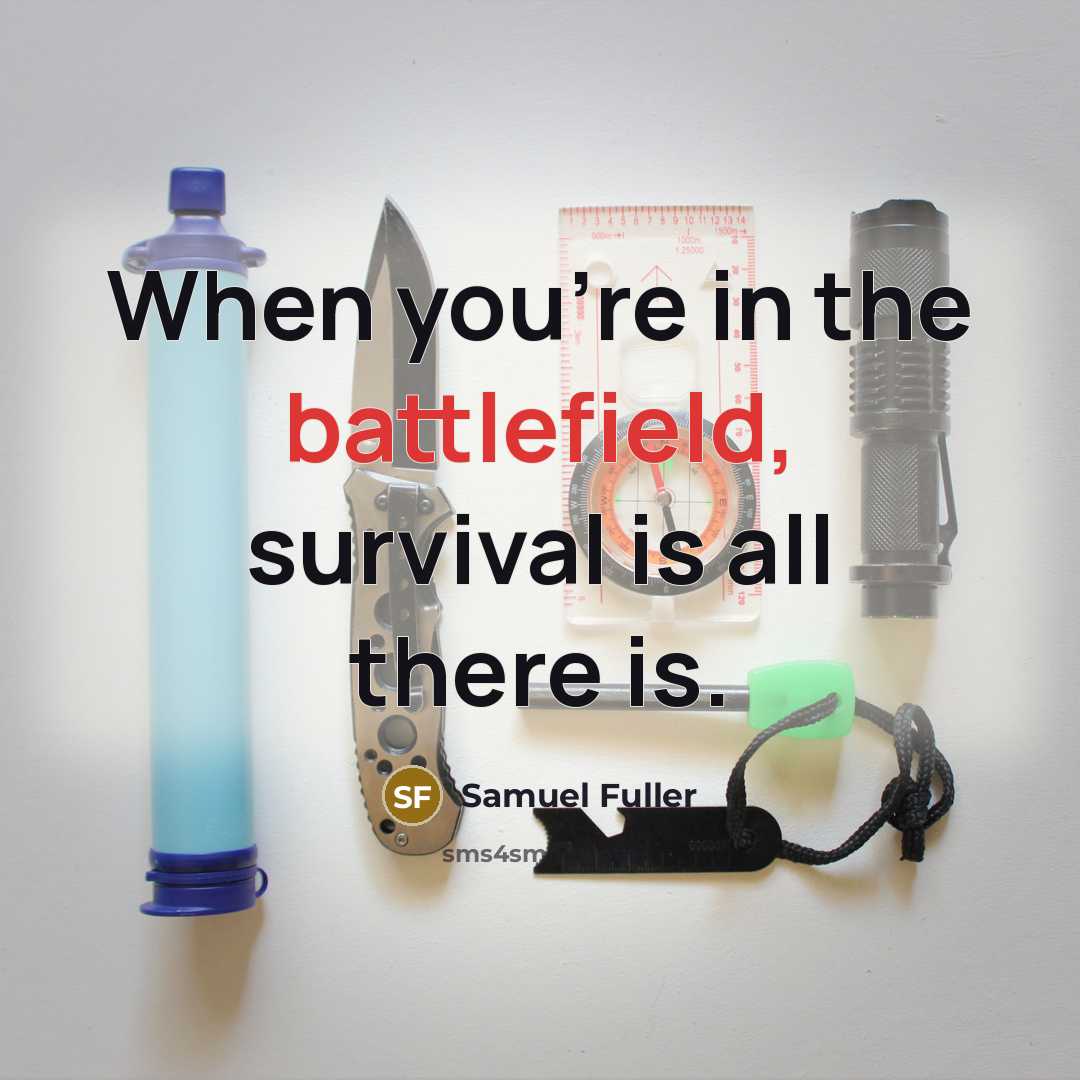 “When you're in the battlefield, survival is all there is.” quote by Samuel Fuller