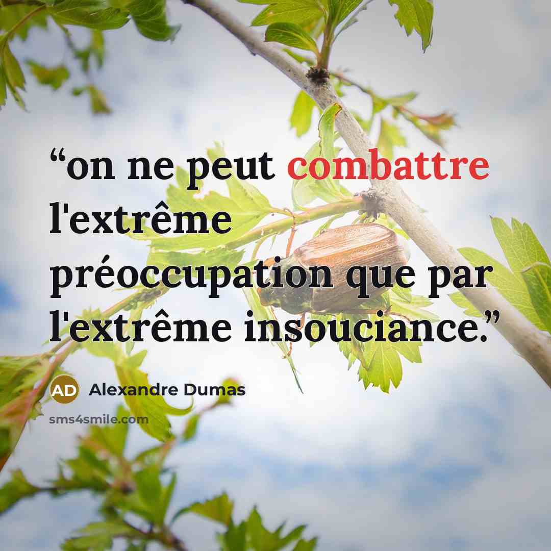 “on ne peut combattre l'extrême préoccupation que par l'extrême insouciance.” quote by Alexandre Dumas