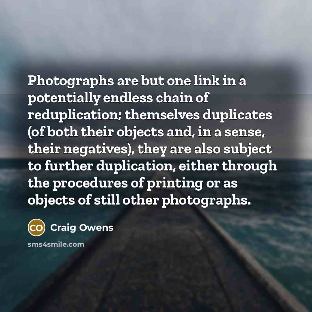 “Photographs are but one link in a potentially endless chain…” quote by Craig Owens