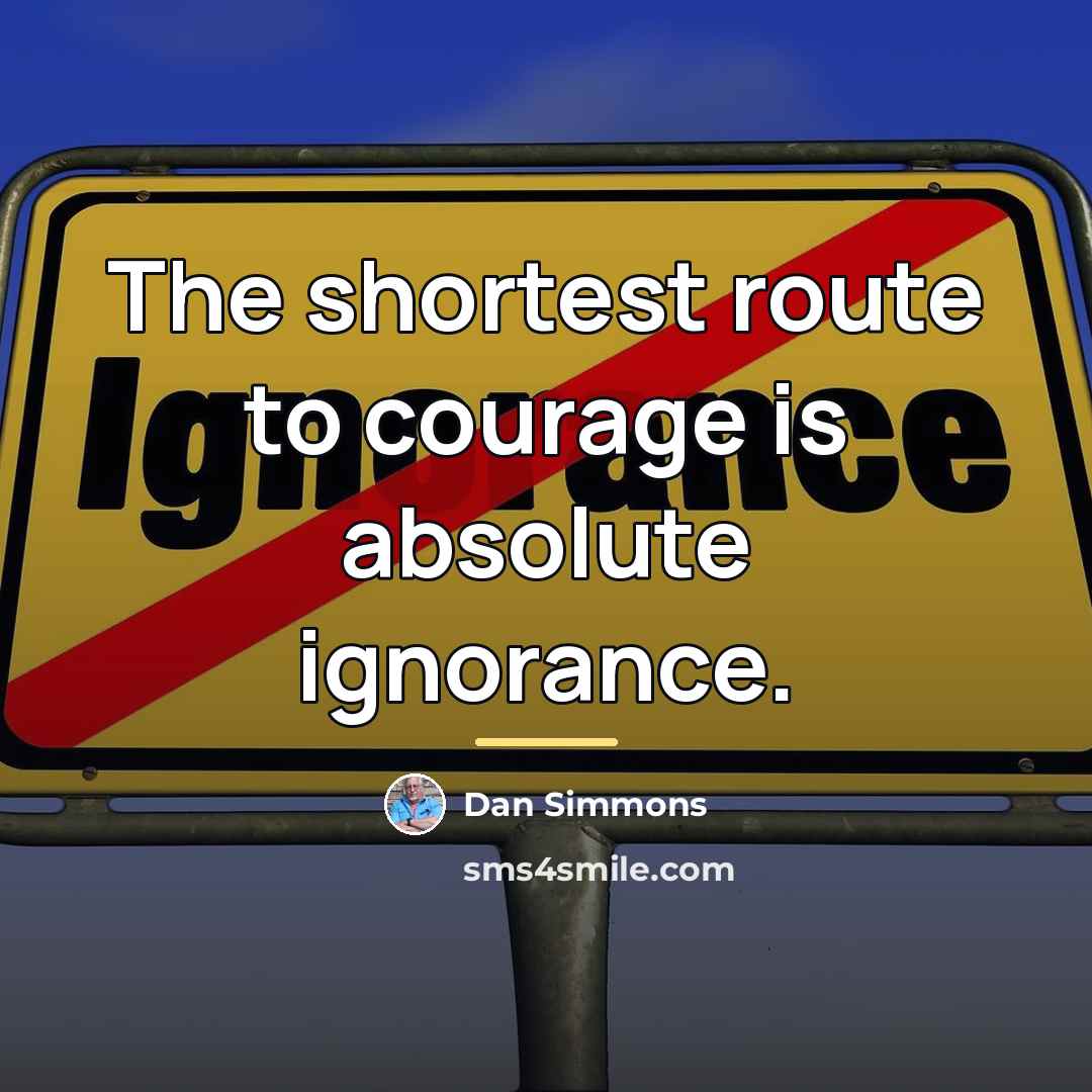 “The shortest route to courage is absolute ignorance.…” quote by Dan Simmons