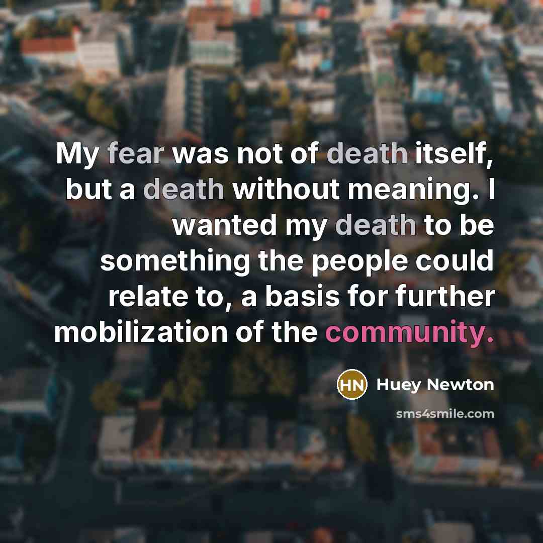 “My fear was not of death itself, but a death…” quote by Huey Newton