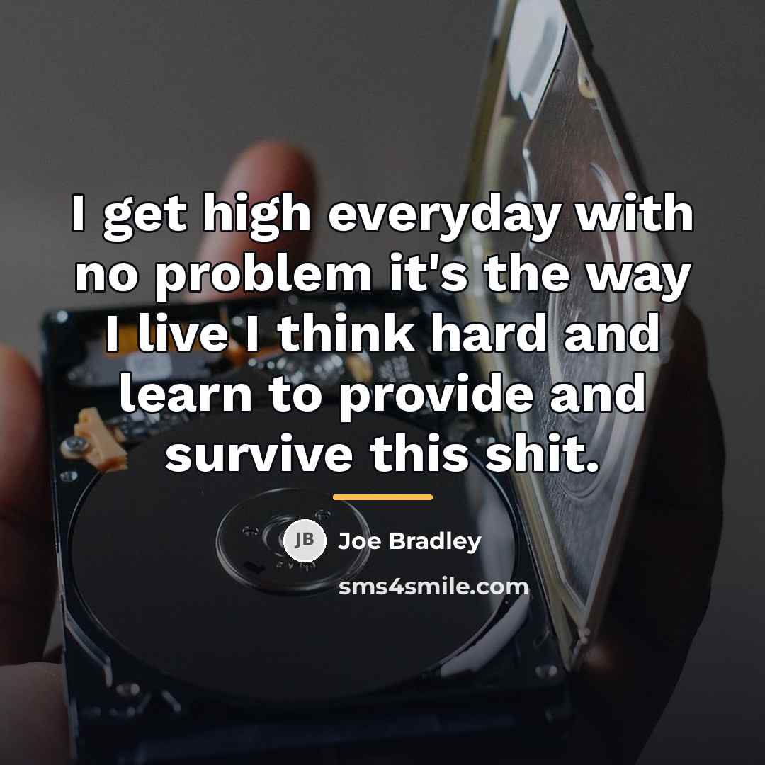 “I get high everyday with no problem it's the way…” quote by Joe Bradley