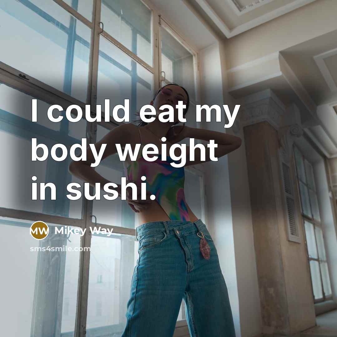 “I could eat my body weight in sushi.…” quote by Mikey Way