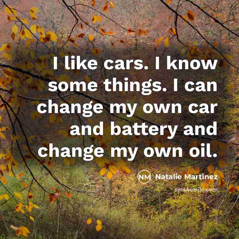 “I like cars. I know some things. I can change…” quote by Natalie Martinez