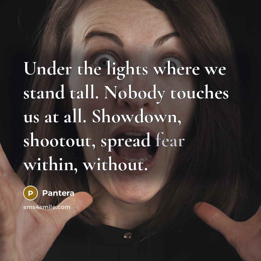 “Under the lights where we stand tall. Nobody touches us…” quote by Pantera