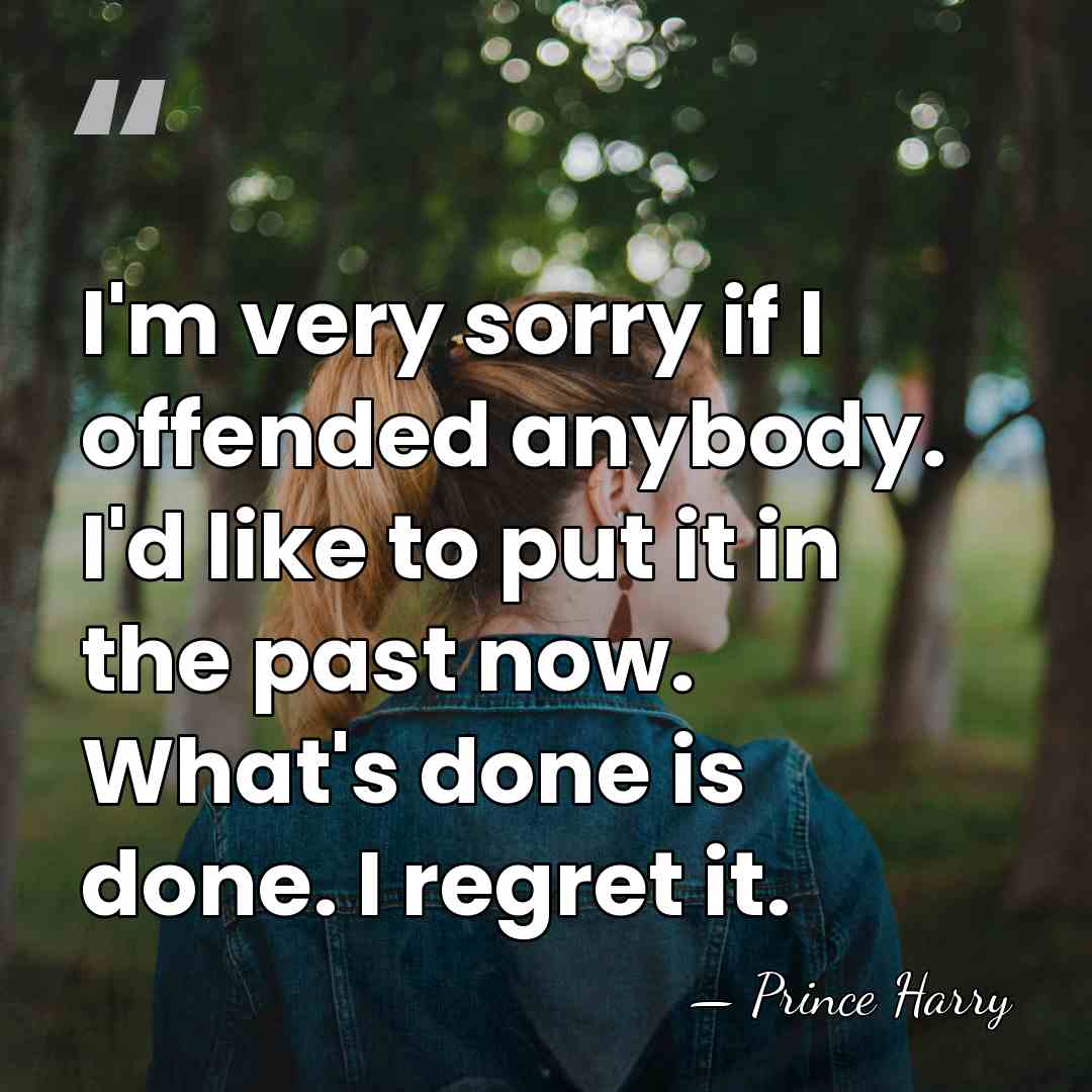 I'm very sorry if I offended anybody. I'd like to put it&hellip; - Prince Harry