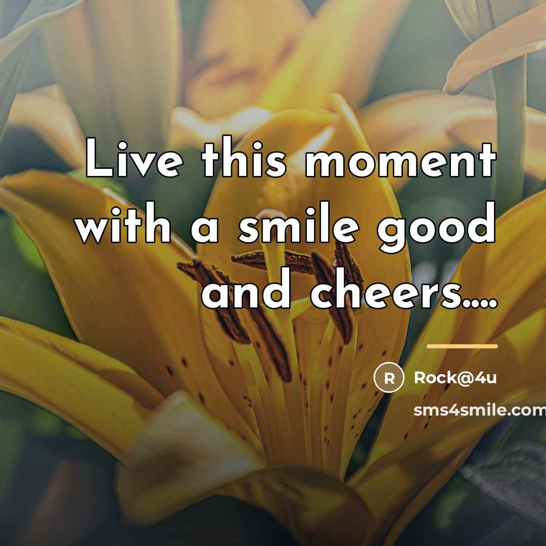 “Live this moment with a smile good and cheers....…” quote by Rock@4u