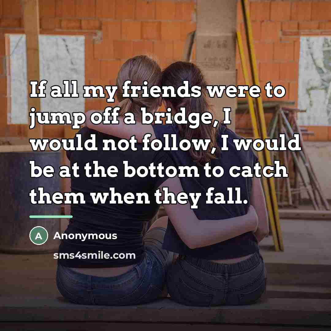 “If all my friends were to jump off a bridge,…” quote by Anonymous