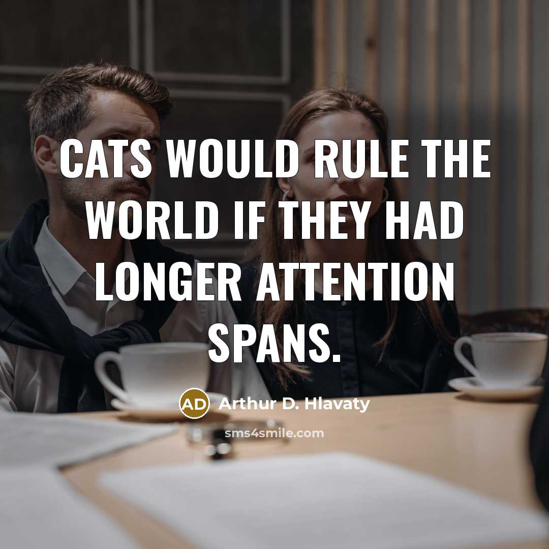 “Cats would rule the world if they had longer attention…” quote by Arthur D. Hlavaty
